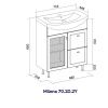 Тумба для ванны напольная Milena 70 tnMILENA70.1D.2Y-01 1 дверь, 2 ящика с раковиной Балтика 70