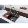 Мойка для кухни многофункциональная Dikalan KJ754508 черная из нержавеющей стали, 75*46 см  с LED-дисплеем