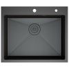 Мойка для кухни врезная D&K DKS604506 графит из нержавеющей стали, 60*45 см с сифоном, коландером, дозатором