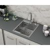 Мойка для кухни врезная D&K DKS415004 сатин из нержавеющей стали, 41*50 см  с сифоном, коландером, дозатором