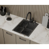 Мойка для кухни врезная D&K DKS415006 графит из нержавеющей стали, 41*50 см с сифоном, коландером, дозатором