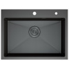 Мойка для кухни врезная D&K DKS605006 графит из нержавеющей стали, 60*50 см с сифоном, коландером, дозатором