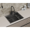 Мойка для кухни врезная D&K DKS605006 графит из нержавеющей стали, 60*50 см с сифоном, коландером, дозатором