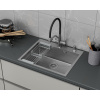 Мойка для кухни врезная D&K DKS605004 сатин из нержавеющей стали, 60*50 см с сифоном, коландером, дозатором