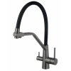 Смеситель для кухонной мойки Fmark FS0662-Q01 под фильтр питьевой воды, графит, с гибким изливом черный