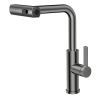 Смеситель для кухни RUSH Tinos TI3732-18Grey графит, с выдвижной лейкой, поворотным аэратором, 4 режима