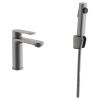 Смеситель для раковины BELZ B12713-3 с гигиенической лейкой, оружейная сталь, Серия B713, , BELZ
