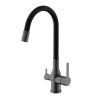 Смеситель для кухни BELZ B76814-3 с подключением к фильтру питьевой воды, корпус оружейная сталь, излив черный, С подключением к фильтру питьевой воды, , BELZ