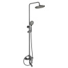 Душевая стойка Fmark FS8845Q со смесителем, лейкой и тропическим душем, графит