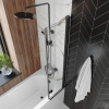 Шторка на ванну стеклянная 80х140 см Watersense Nancy S W00217 распашная, тонированное стекло, профиль черный матовый