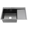 Мойка для кухни врезная Fmark FSC6550Q- L графит из нержавеющей стали, 65*50 см левая с сифоном