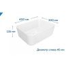 Раковина накладная Watersense Eva Mini 40 W00168 400х300х135 мм белая