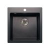Мойка для кухни врезная SimGran Q-10 чёрная из кварцистик, 48*47 см без сифона