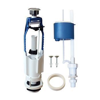 Комплект арматуры в бачок Уклад АБ 69.57.14.3/69.57.95.3 с кнопочным одноуровневым клапаном выпуска