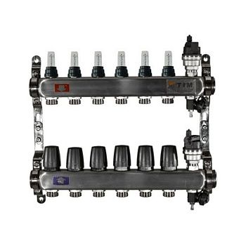 Коллекторная группа с расходомерами 1" Tim KCS5006 Квадрат на 6 ходов