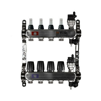 Коллекторная группа с расходомерами 1" Tim KCS5004 Квадрат на 4 хода