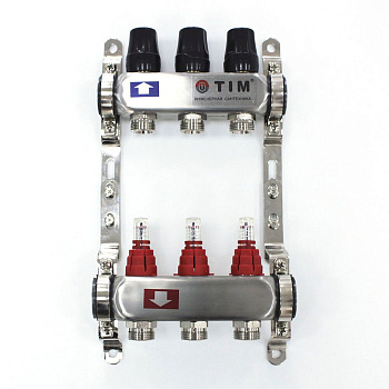 Коллекторная группа с расходомерами 1" Tim KDS5003 Квадрат на 3 хода