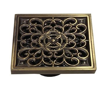 Трап Санакс под старую бронзу с декором 100х100 вертикальный с сухим затвором воды 00031