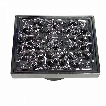 Трап Санакс хромированный с декором 100х100 вертикальный с сухим затвором воды 00030