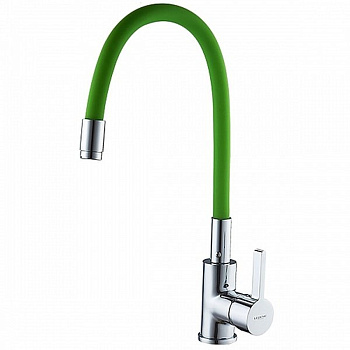 Смеситель для кухни Ledeme Rainbow L4898-5 с гибким изливом зеленый