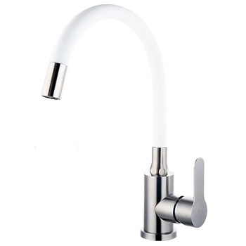 Смеситель для кухни Fashun A54101-8 c гибким изливом белый