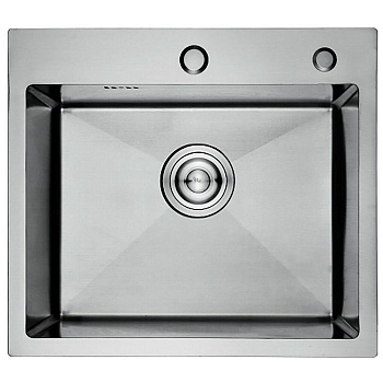Мойка для кухни врезная GERHANS K35044 хром из нержавеющей стали, 50*44 см с сифоном