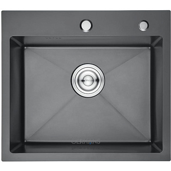Мойка для кухни врезная GERHANS K35044B графит из нержавеющей стали, 50*44 см с сифоном