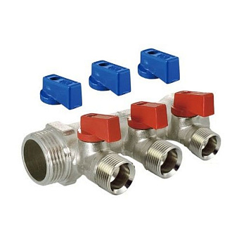Коллектор никелированный 3/4"х1/2" Вн/Нр Tim MV-3/4-N-3 на 3 выхода под евроконус