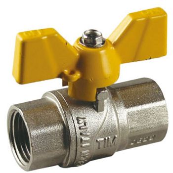 Кран шаровой усиленный для газа 3/4"х3/4" Вн/Вн бабочка TIM DE113H