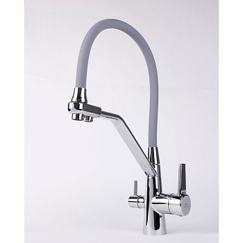 Смеситель для кухни Fashun A4382-12 с гибким изливом серый