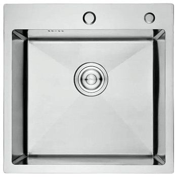 Мойка для кухни врезная GERHANS RK35050 хром из нержавеющей стали, 50*50 см с сифоном