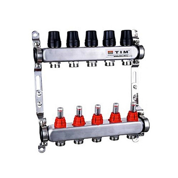 Коллекторная группа с расходомерами 1" Tim KDS5005 Квадрат на 5 ходов