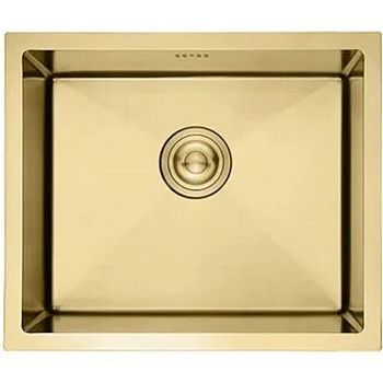 Мойка для кухни врезная GERHANS RK35043G золотая из нержавеющей стали, 50х43 см с сифоном