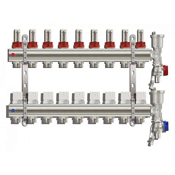 Коллекторная группа с расходомерами 1" Tim KC009 на 9 ходов
