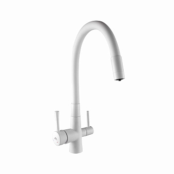 Смеситель для кухни FASHUN A4362-8 с гибким изливом с подключение к фильтру воды белый