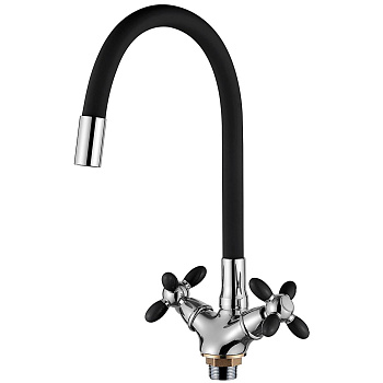 Смеситель для кухни Loffrey LF84810-2 с гибким изливом черный