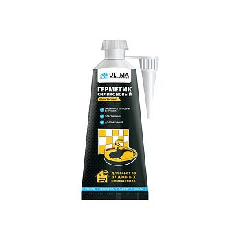 Герметик силиконовый Ultima ULAST01180 санитарный бесцветный 80 ml в блистере (1к.-12шт.)