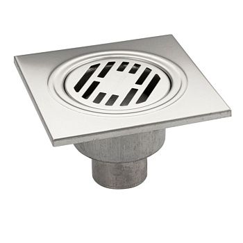 Трап Санакс 00022 из нержавеющей стали 150х150 выход 50 мм вертикальный нижняя часть-бронза