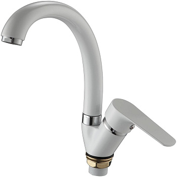 Смеситель для кухни Ammore A5003-C с высоким поворотным изливом белый