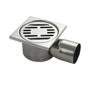 Трап Санакс 00021 из нержавеющей стали 100х100 выход 50 мм горизонтальный