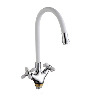 Смеситель для кухни FASHUN A44127-8 с гибким изливом, белый