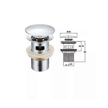 Донный клапан DEEP LAKE с переливом хром DL65-2