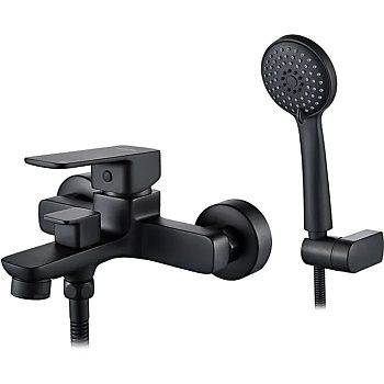 Смеситель для ванны LEDEME L3280B черный с коротким изливом
