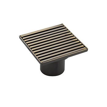 Трап САНАКС 1185 нержавеющая сталь бронза 100х100 выход 50 мм, бронза, вертикальный-крышка литая, с уникальной системой слива воды