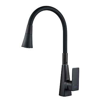 Смеситель для кухни Shevanik S543H-3 гибкий излив, черный