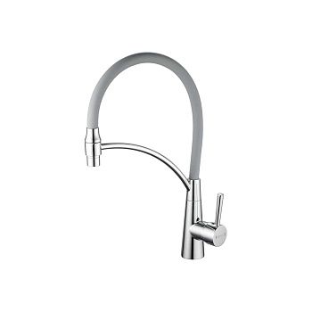 Смеситель для кухни Shevanik S743-9 гибкий излив, серый