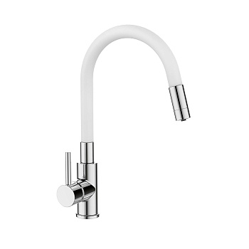 Смеситель для кухни GROSS AQUA 3245609W ColorFlexPlus с гибким изливом белый, с подключением к фильтру питьевой воды