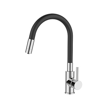 Смеситель для кухни GROSS AQUA 3245609B ColorFlexPlus с гибким изливом чёрный, с подключением к фильтру питьевой воды