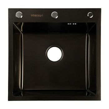 Мойка для кухни врезная Dikalan KN505008 графит из нержавеющей стали, 50*50 см с сифоном, каландером, дозатором
