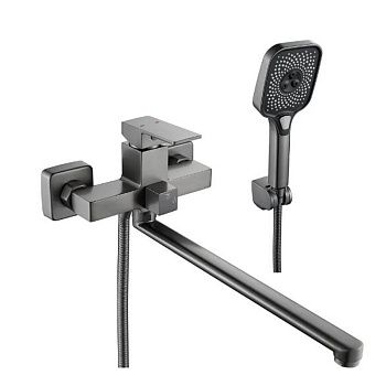 Смеситель для ванны Shevanik S9622T с изливом 35 см, оружейная сталь